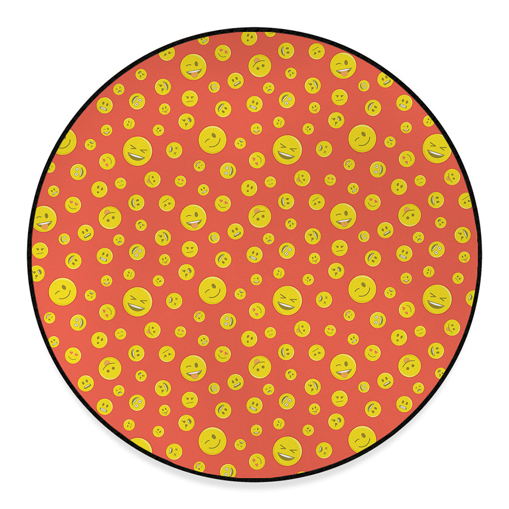 Happy Emoji Pattern Print Round Floor Mat