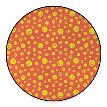 Happy Emoji Pattern Print Round Floor Mat