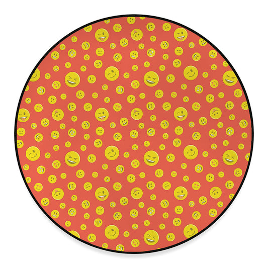 Happy Emoji Pattern Print Round Floor Mat