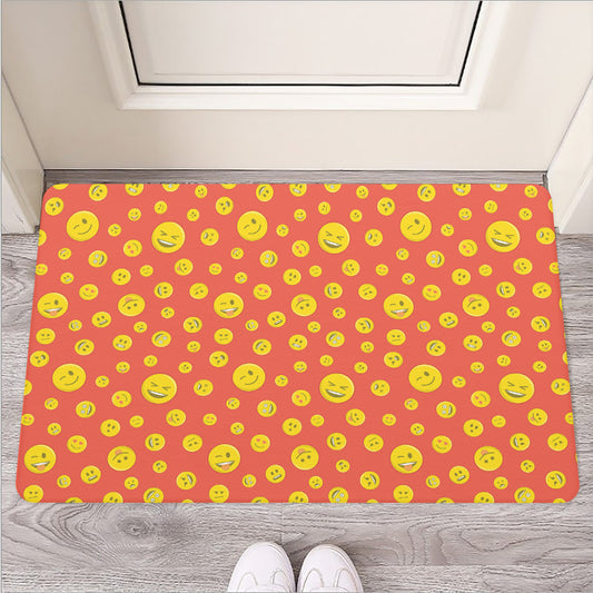 Happy Emoji Pattern Print Rubber Doormat