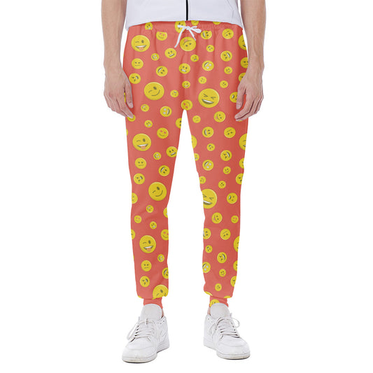 Happy Emoji Pattern Print Scuba Joggers