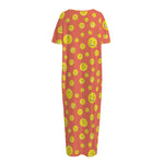 Happy Emoji Pattern Print Short Sleeve Long Nightdress