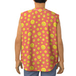 Happy Emoji Pattern Print Sleeveless Baseball Jersey