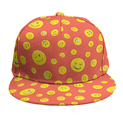 Happy Emoji Pattern Print Snapback Cap