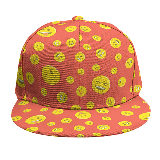Happy Emoji Pattern Print Snapback Cap