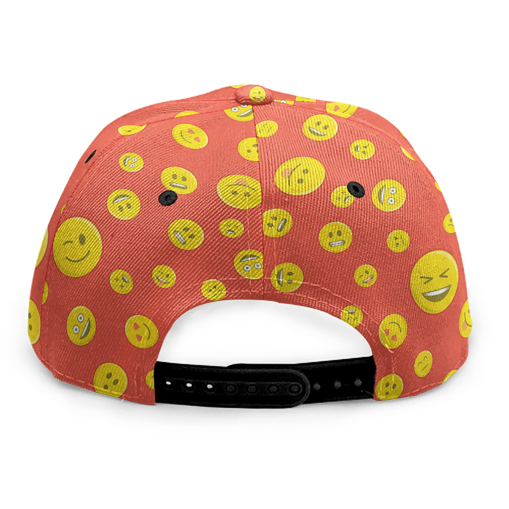 Happy Emoji Pattern Print Snapback Cap