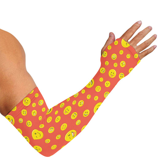 Happy Emoji Pattern Print Sun Protection Arm Sleeves