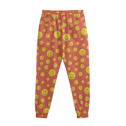 Happy Emoji Pattern Print Sweatpants