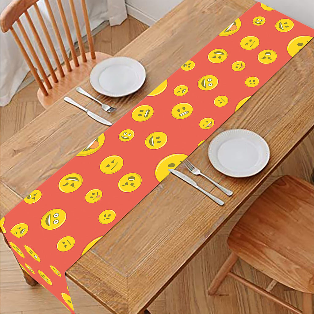 Happy Emoji Pattern Print Table Runner