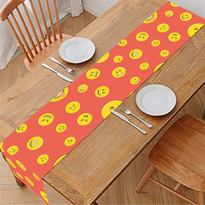 Happy Emoji Pattern Print Table Runner