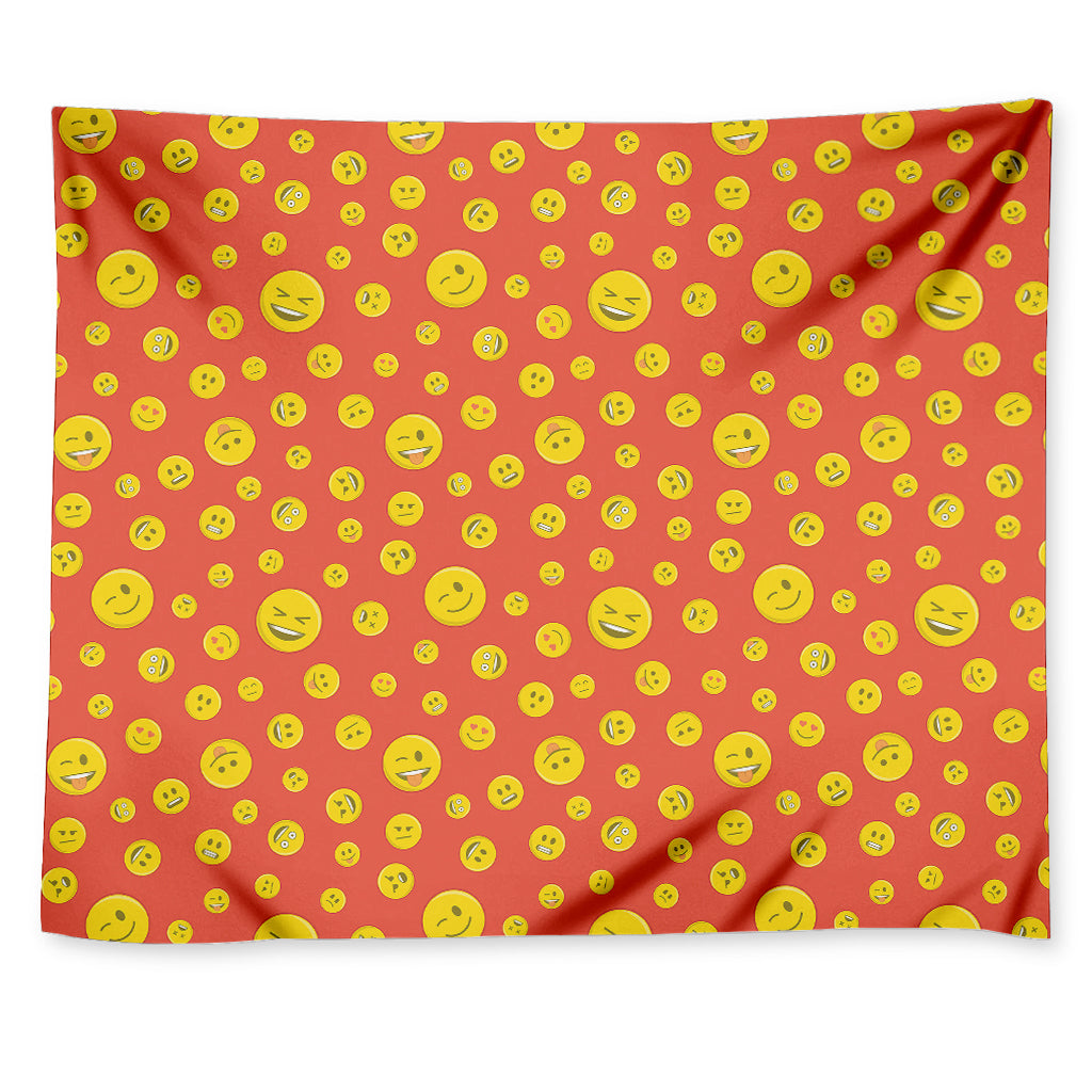 Happy Emoji Pattern Print Tapestry