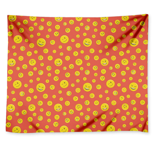 Happy Emoji Pattern Print Tapestry