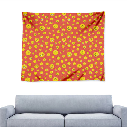 Happy Emoji Pattern Print Tapestry