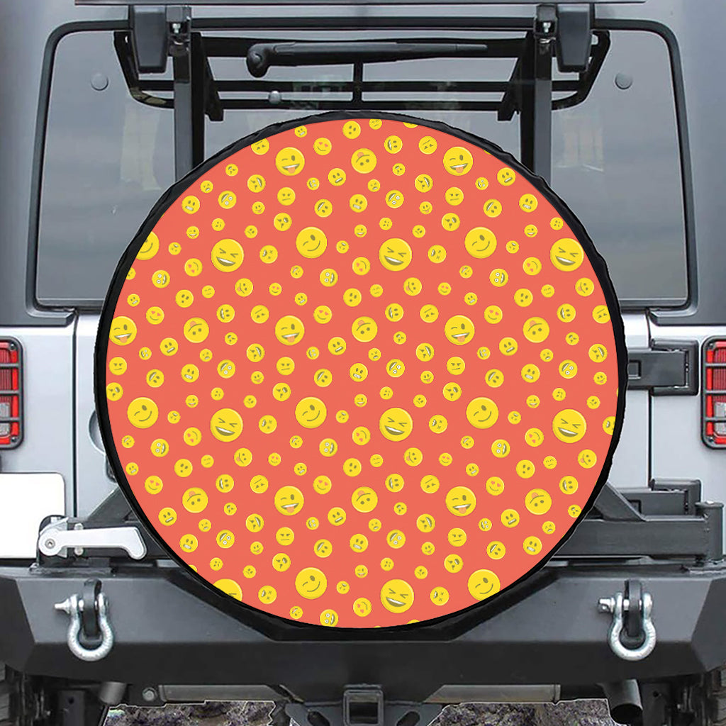 Happy Emoji Pattern Print Tire Cover