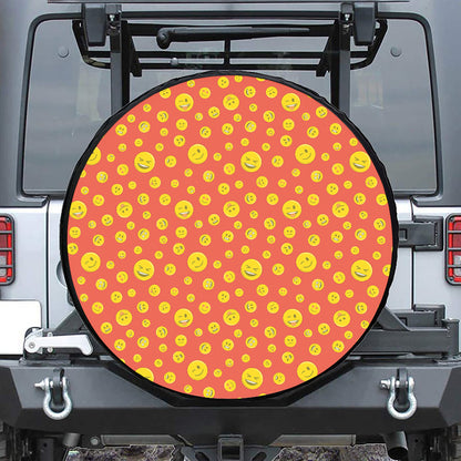 Happy Emoji Pattern Print Tire Cover