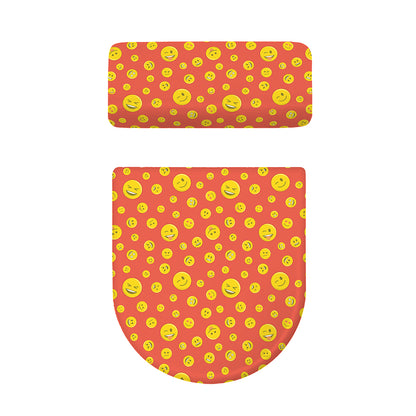 Happy Emoji Pattern Print Toilet Lid And Tank Cover Set