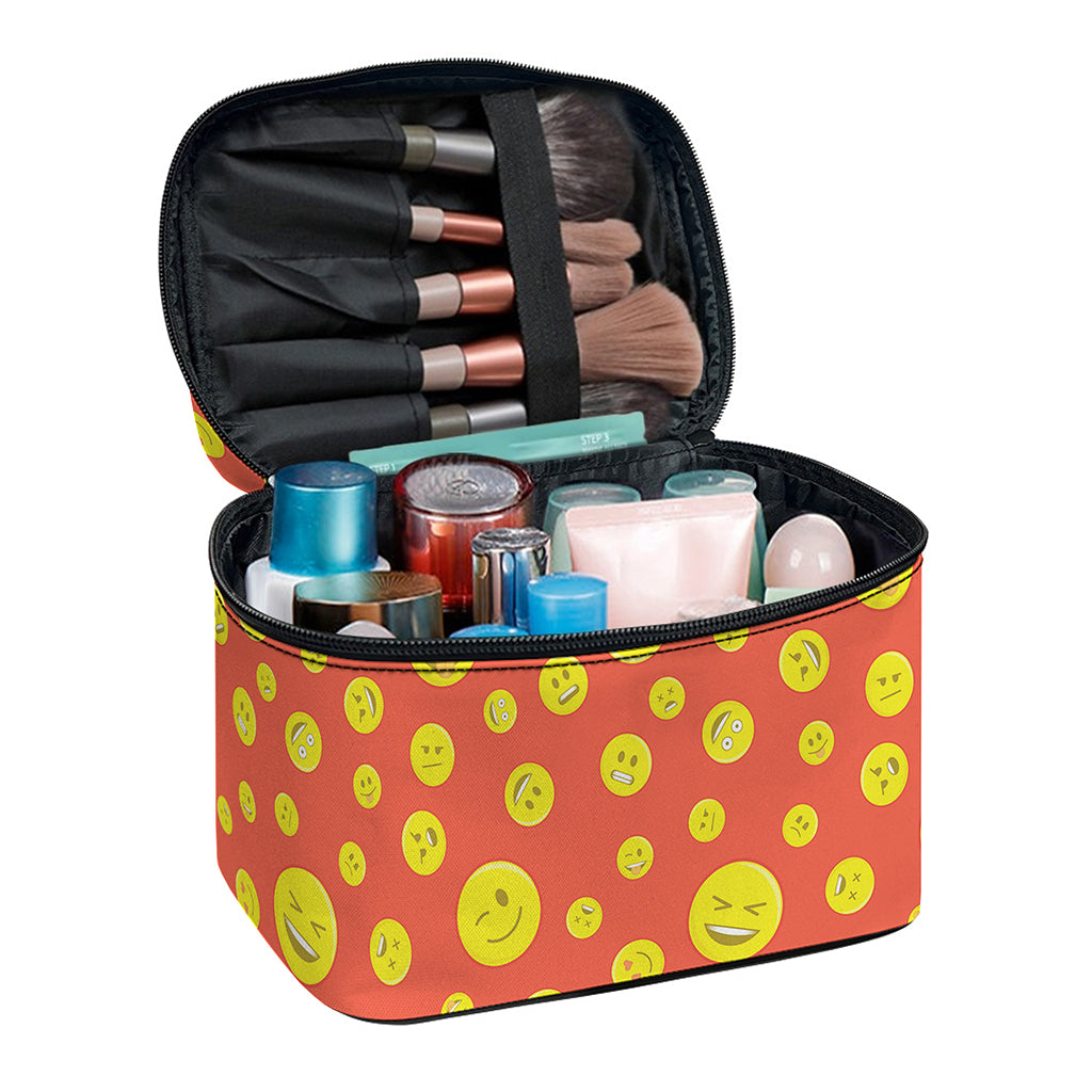 Happy Emoji Pattern Print Travel Makeup Bag
