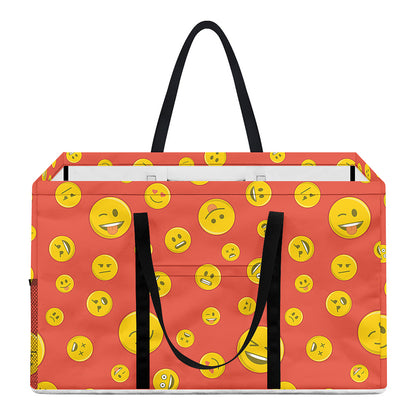 Happy Emoji Pattern Print Utility Tote Bag