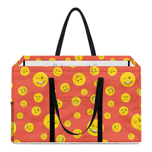 Happy Emoji Pattern Print Utility Tote Bag