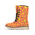 Happy Emoji Pattern Print Winter Boots