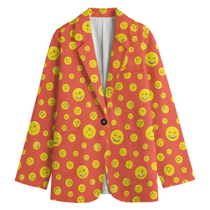 Happy Emoji Pattern Print Women's Blazer