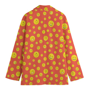 Happy Emoji Pattern Print Women's Blazer