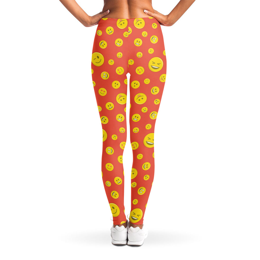 Happy Emoji Pattern Print Women's Leggings
