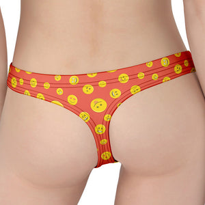 Happy Emoji Pattern Print Women's Thong