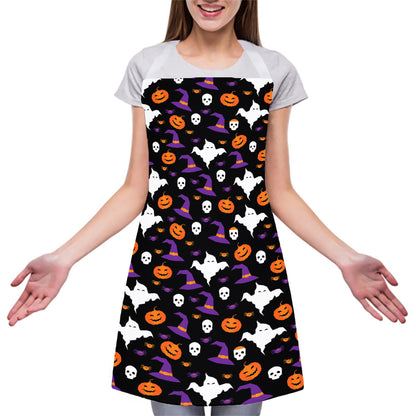 Happy Halloween Ghost Pattern Print Adjustable Apron