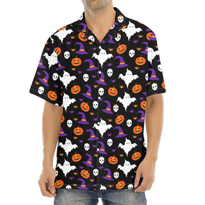 Happy Halloween Ghost Pattern Print Aloha Shirt