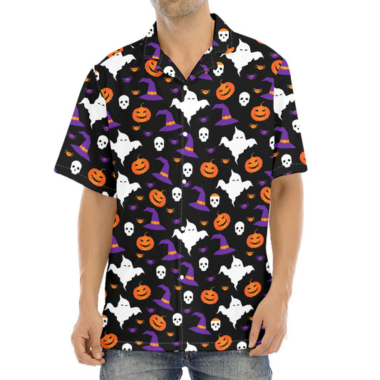 Happy Halloween Ghost Pattern Print Aloha Shirt