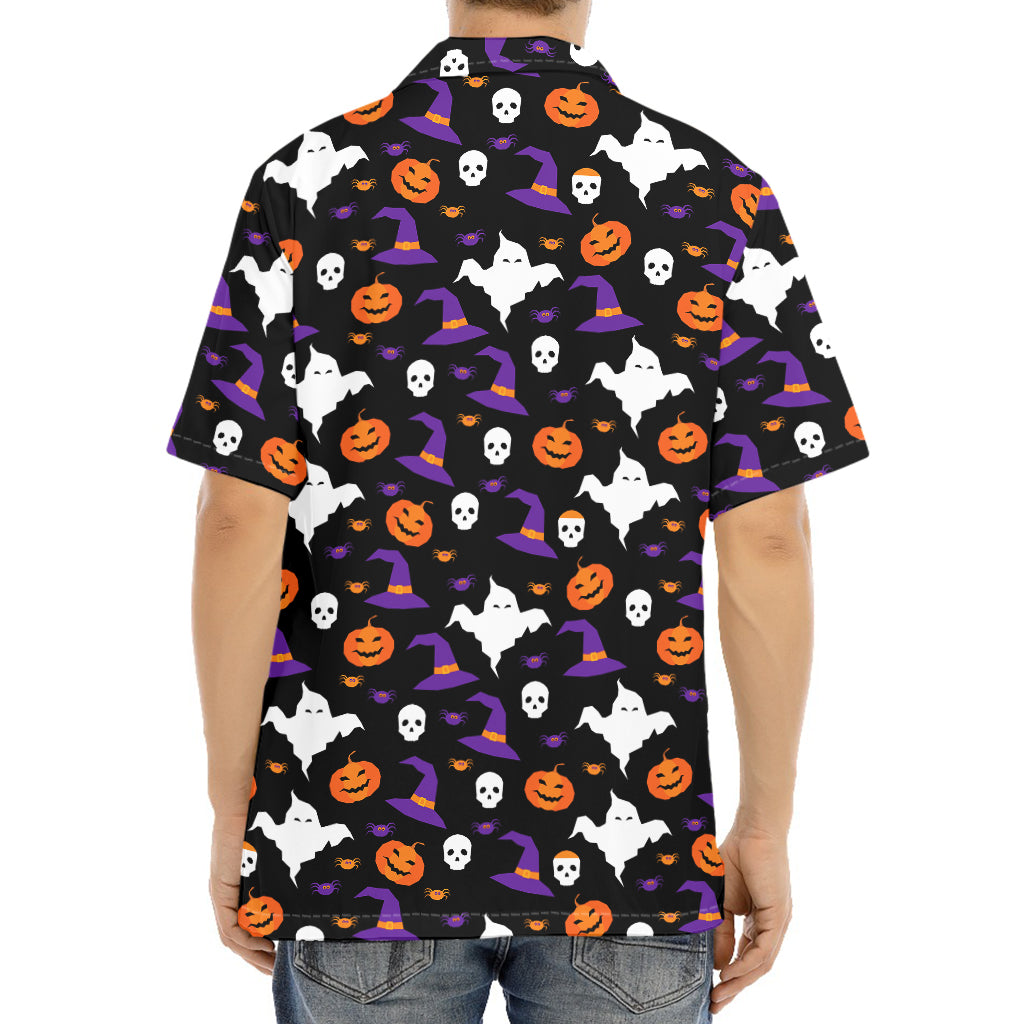 Happy Halloween Ghost Pattern Print Aloha Shirt