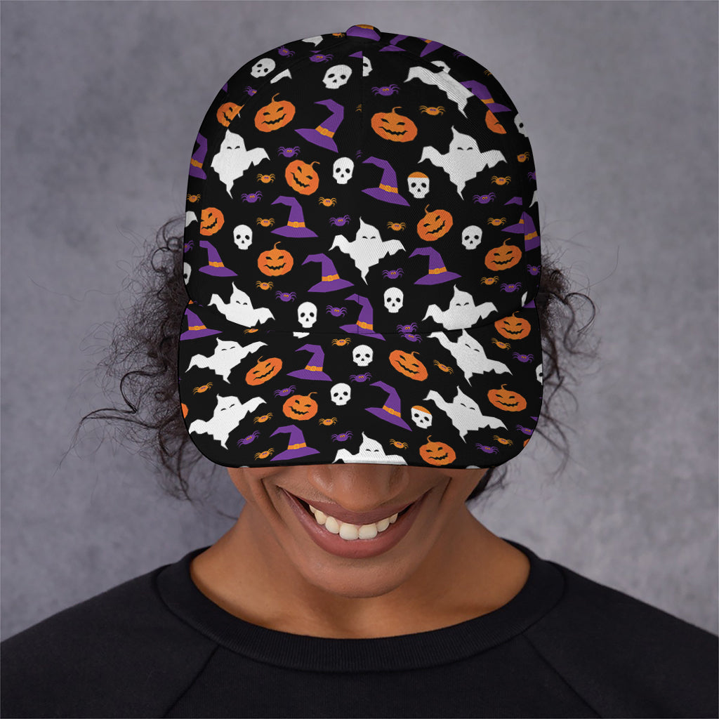 Happy Halloween Ghost Pattern Print Baseball Cap