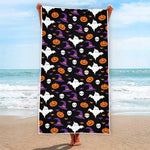 Happy Halloween Ghost Pattern Print Beach Towel