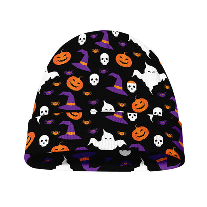 Happy Halloween Ghost Pattern Print Beanie