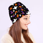 Happy Halloween Ghost Pattern Print Beanie