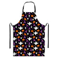 Happy Halloween Ghost Pattern Print Bib Apron With Pocket