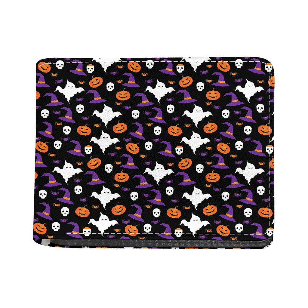 Happy Halloween Ghost Pattern Print Bifold Wallet