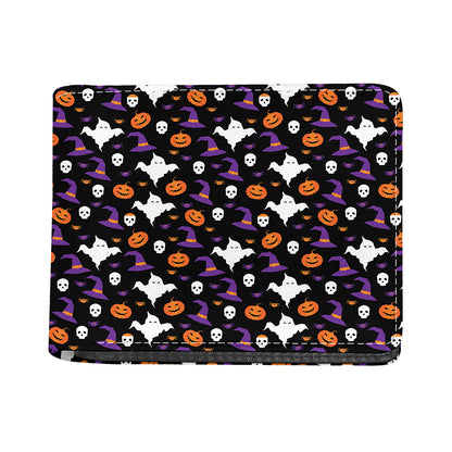 Happy Halloween Ghost Pattern Print Bifold Wallet