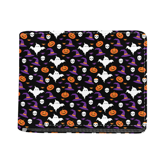 Happy Halloween Ghost Pattern Print Bifold Wallet