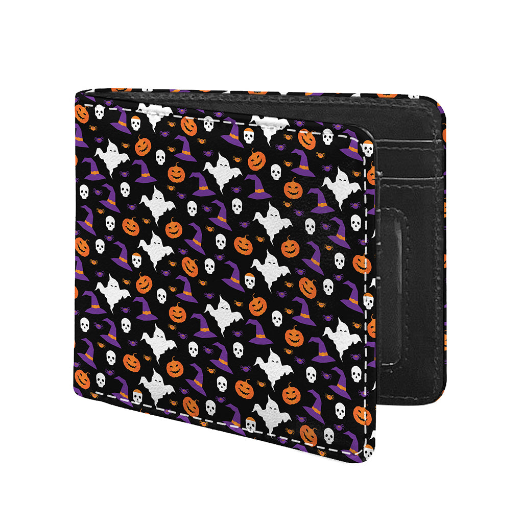 Happy Halloween Ghost Pattern Print Bifold Wallet