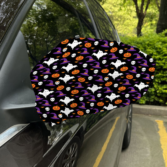 Happy Halloween Ghost Pattern Print Car Side Mirror Covers