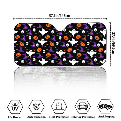 Happy Halloween Ghost Pattern Print Car Windshield Sun Shade