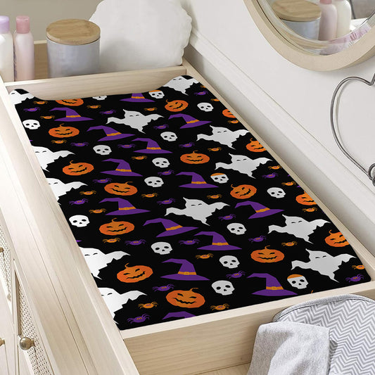 Happy Halloween Ghost Pattern Print Changing Pad Cover