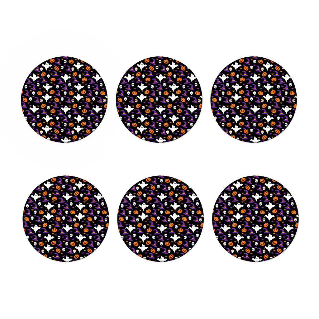 Happy Halloween Ghost Pattern Print Coaster Set