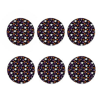 Happy Halloween Ghost Pattern Print Coaster Set