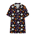 Happy Halloween Ghost Pattern Print Cotton Hawaiian Shirt