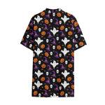 Happy Halloween Ghost Pattern Print Cotton Hawaiian Shirt