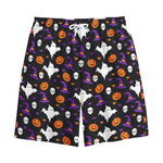 Happy Halloween Ghost Pattern Print Cotton Shorts
