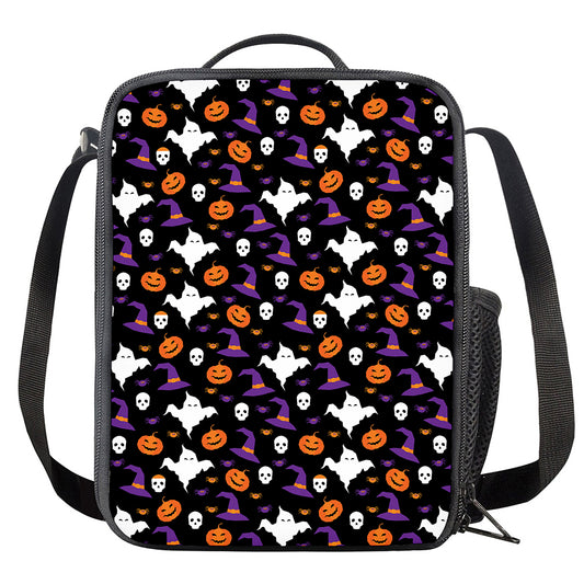 Happy Halloween Ghost Pattern Print Crossbody Lunch Bag